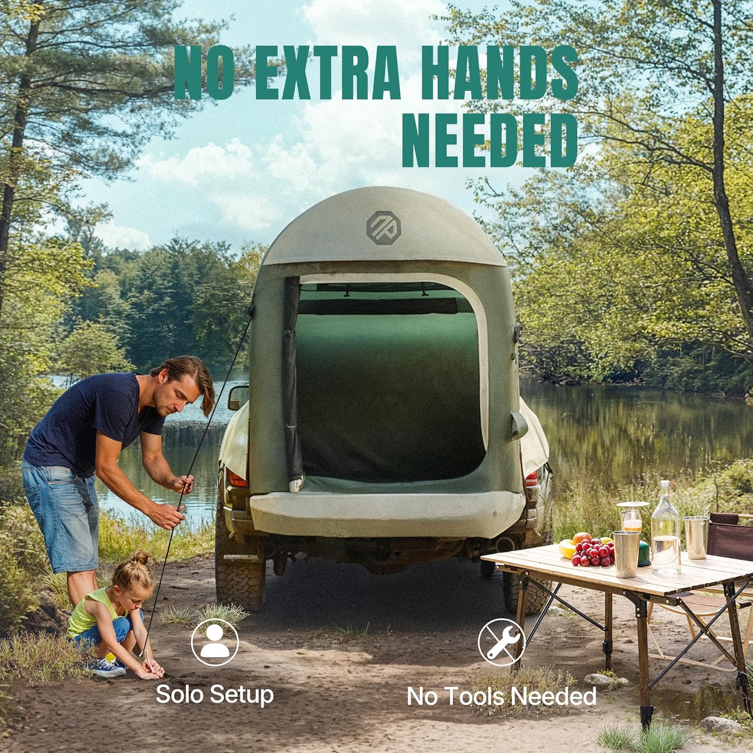 Tente de camion gonflable de 1,6 à 2,4 m, adaptée à 2+1 personnes/famille