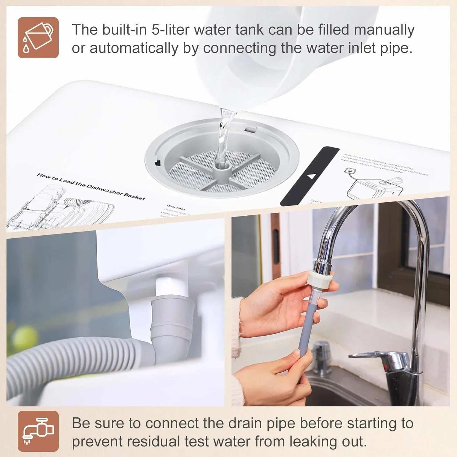 Mini lave-vaisselle de comptoir. Compact avec fonction séchage. Double bras gicleurs. Lave-vaisselle de comptoir portable.