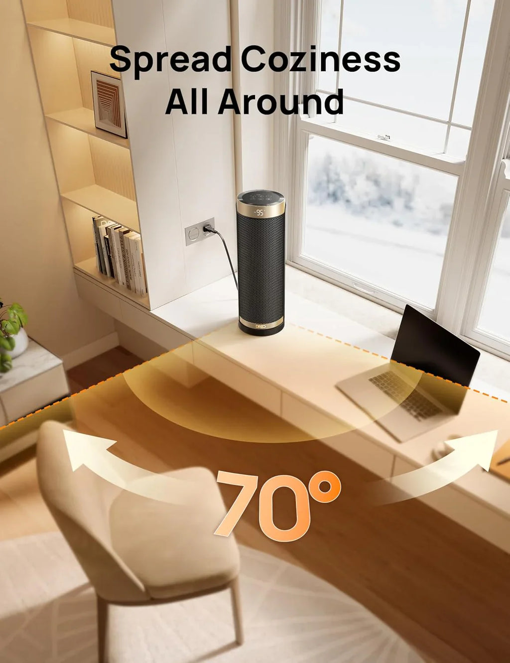 Chauffage d'appoint, chauffage électrique d'intérieur 1500 W avec thermostat, chauffage portable silencieux