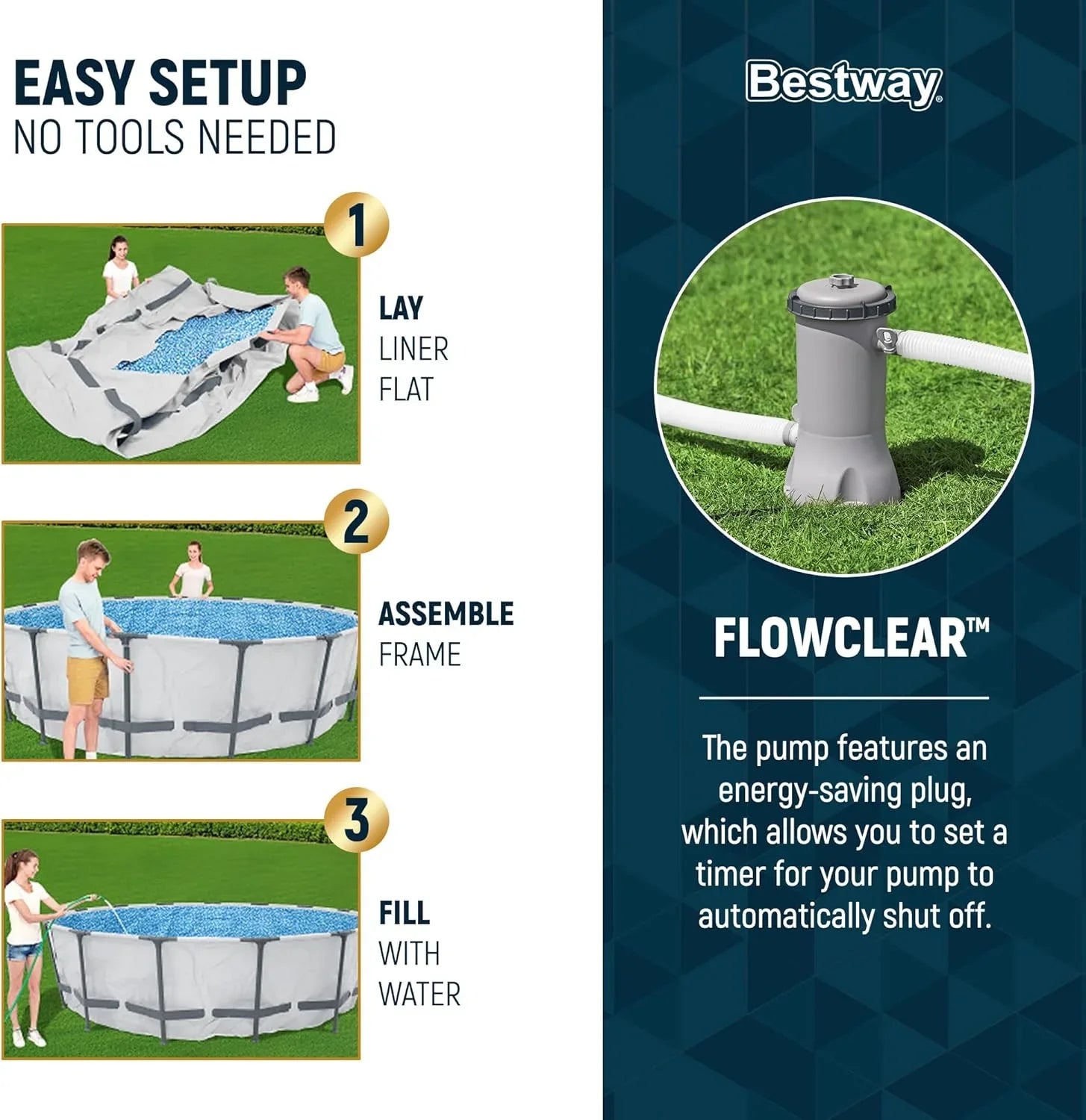 Kit de piscine hors sol extérieure à cadre métallique rond Steel Pro MAX 10' x 30'