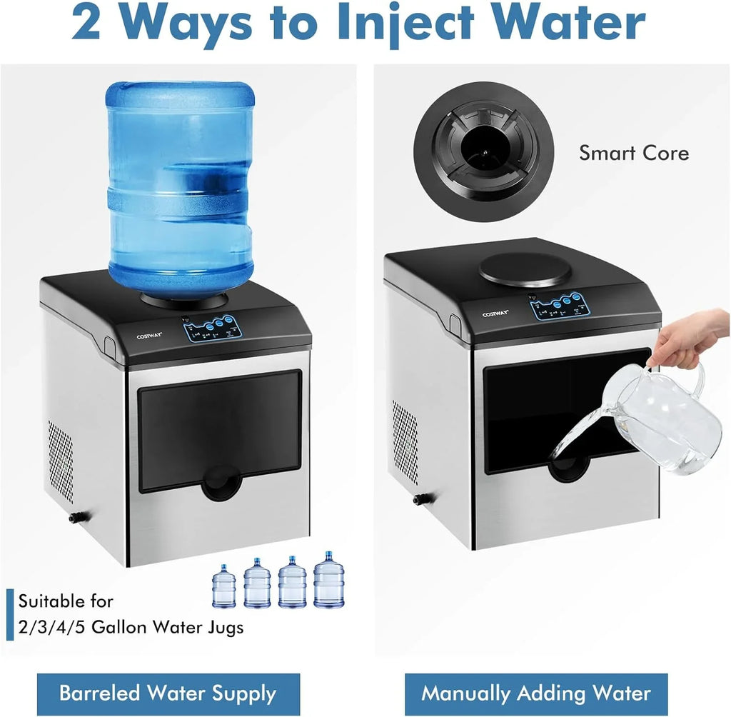 Machine à glaçons de comptoir Costway avec distributeur d'eau, 3 tailles de glaçons en forme de balle, 48 lb/jour