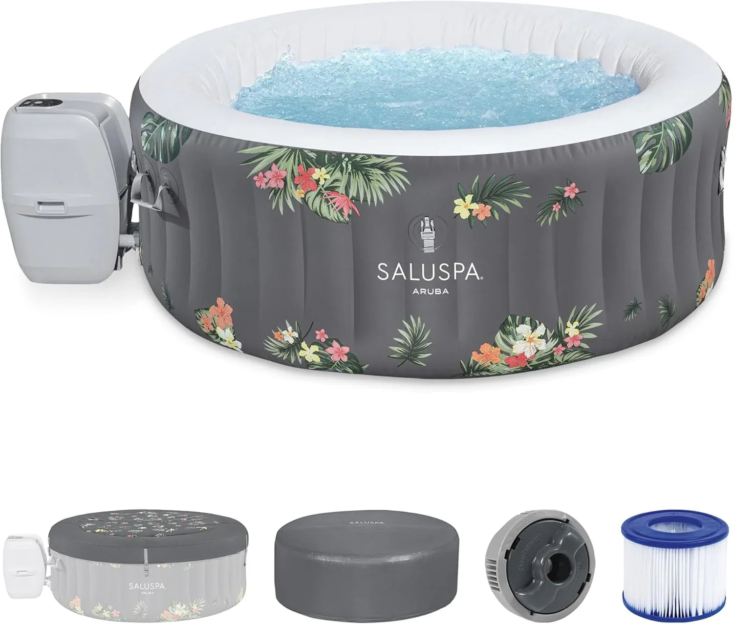 Spa gonflable rond SaluSpa Aruba AirJet, grand format, pour 2 à 3 personnes, portable, pour l'extérieur