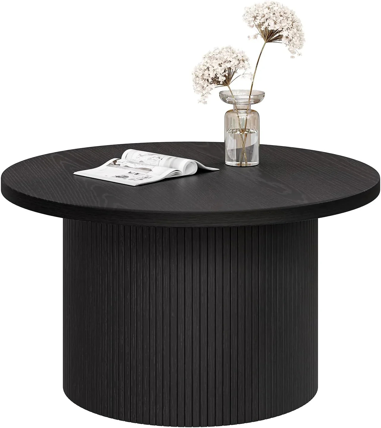 Table basse ronde de 31,5 pouces, table basse enroulable de salon, table basse en bois moderne du milieu du siècle