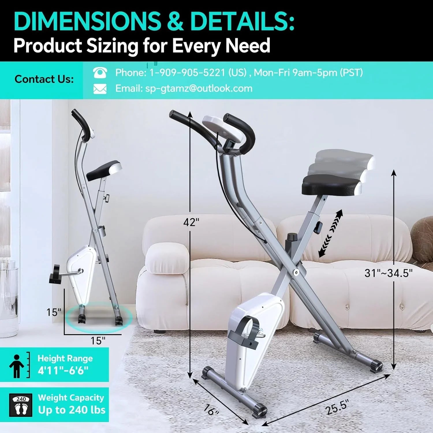 Vélo d'appartement pliable 5 en 1 pour usage domestique, vélo d'appartement d'intérieur