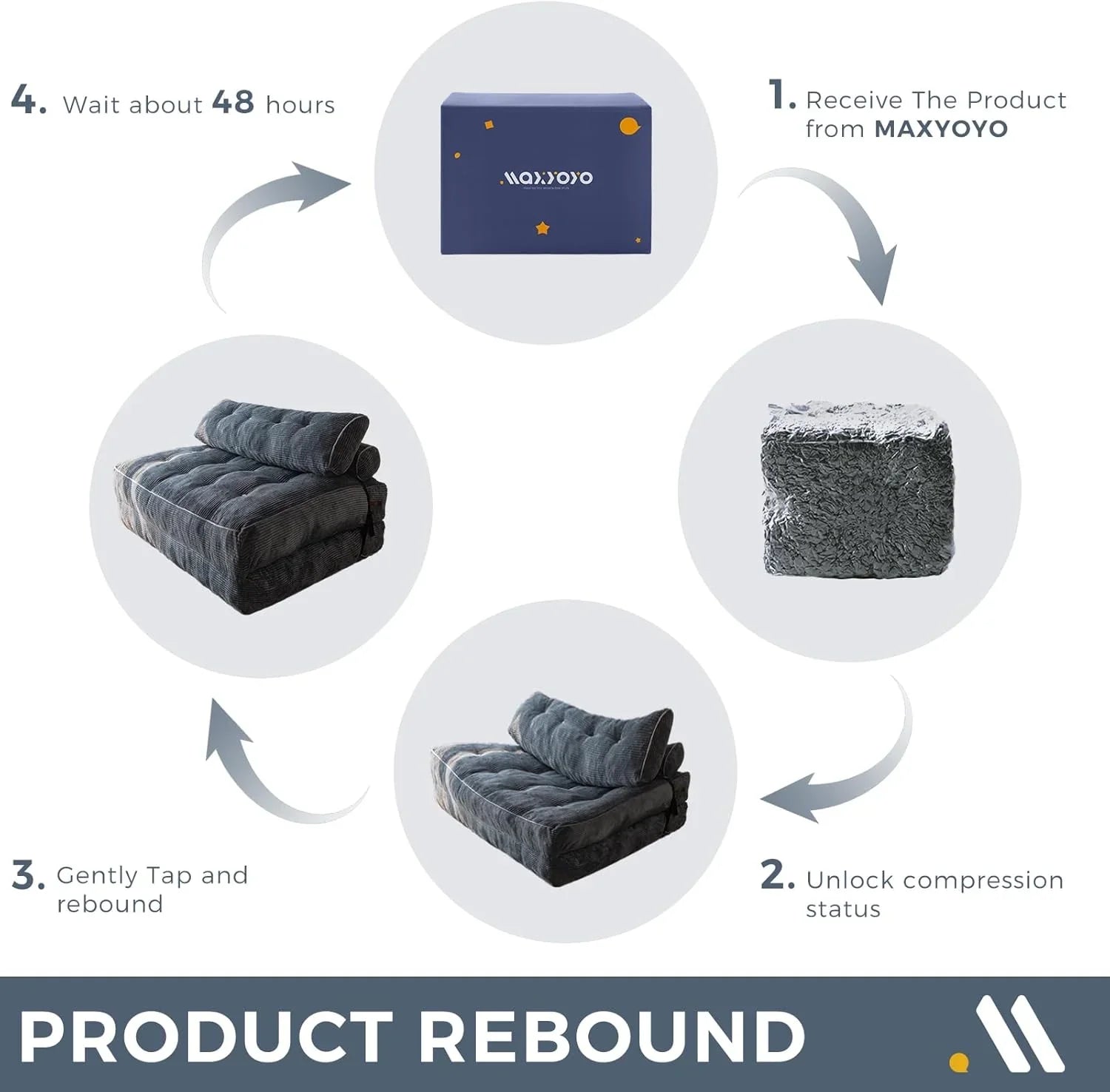 Canapé-lit pliant MAXYOYO, fauteuil convertible avec oreiller, matelas pliable avec support dorsal, fauteuil-lit pliant portable