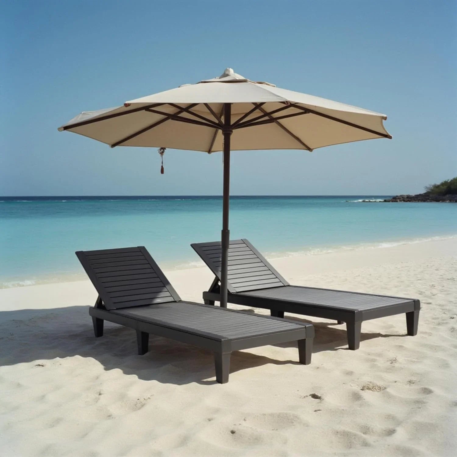 Chaises de patio - Ensemble de 2 chaises longues noires pour l'extérieur, chaise longue de jardin légère