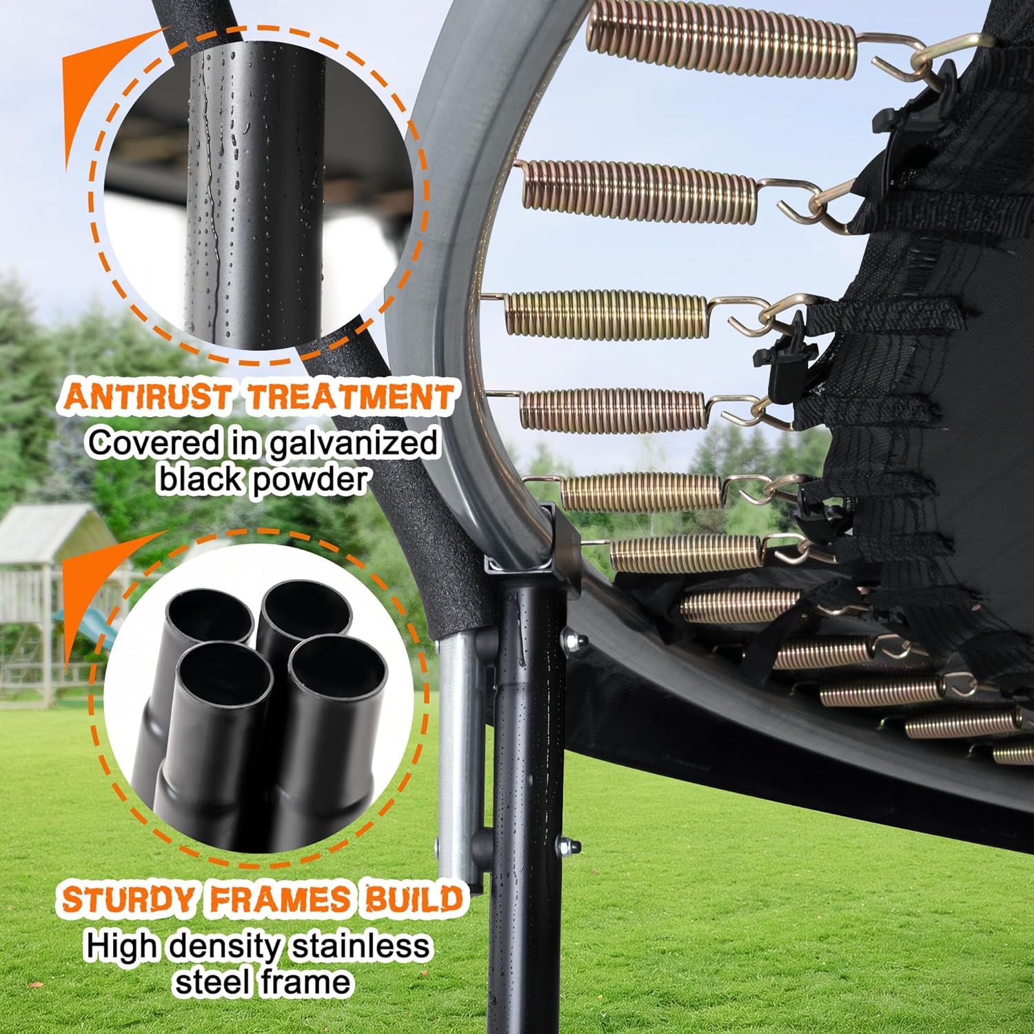 Trampoline Trampoline de loisirs avec filet de clôture et échelle, trampoline d'extérieur antirouille pour enfants et adultes