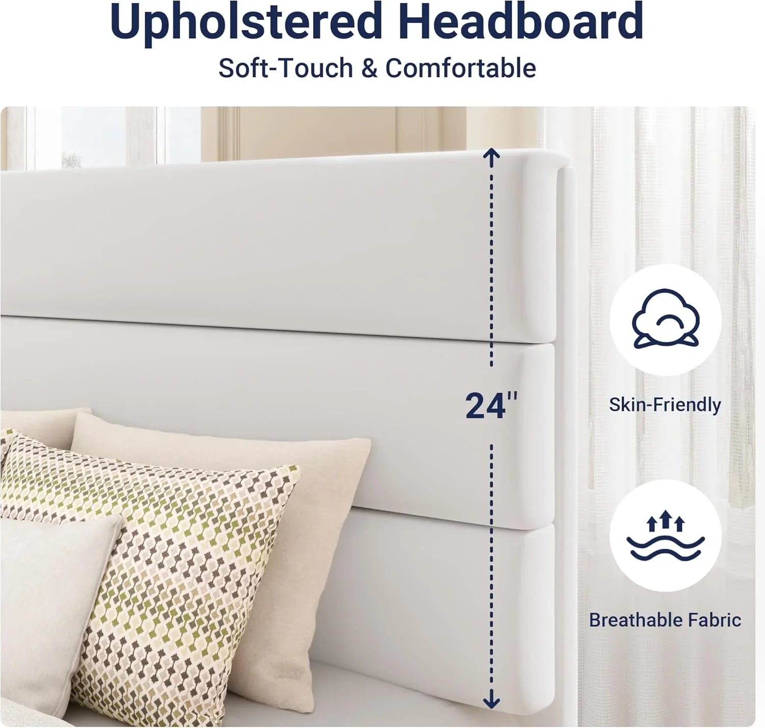 Cadre de lit plateforme Allewie King size avec tête de lit et planches rembourrées en velours