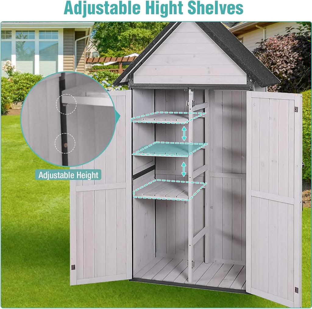 Sheds Outdoor Storage Garden Shed with Metal Frame Structure and Adjustable Shelves Large Capacity Storage Tool Cabinet Box