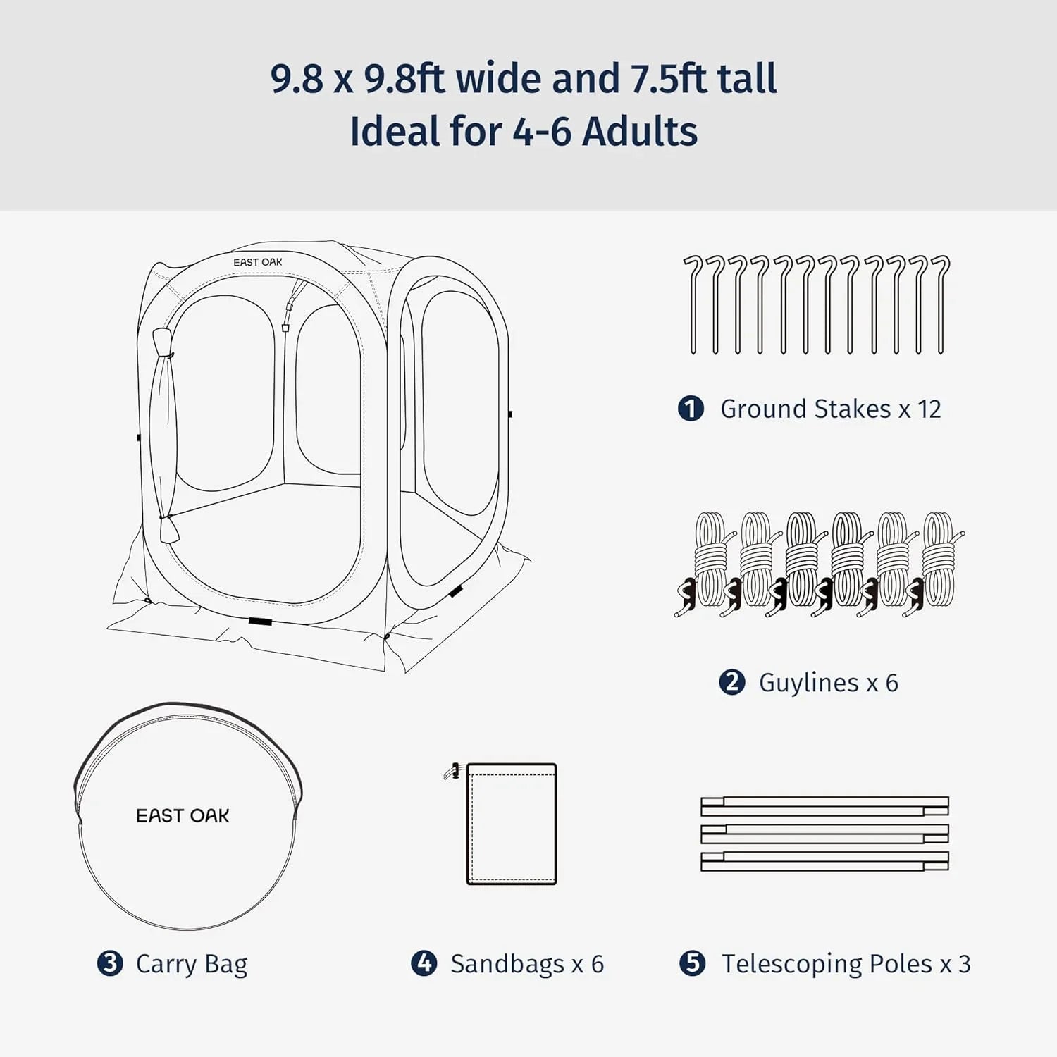 Tente moustiquaire EAST OAK, moustiquaire portable, 3 x 3 m, avec sac de transport