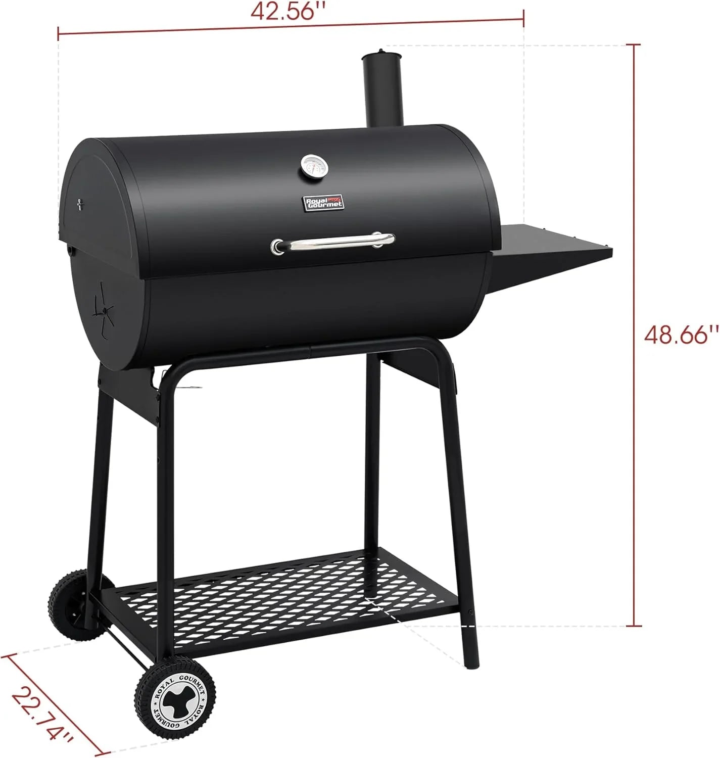 Barbecue au charbon Royal Gourmet CC1830 de 30 pouces avec table d'appoint, barbecue d'extérieur