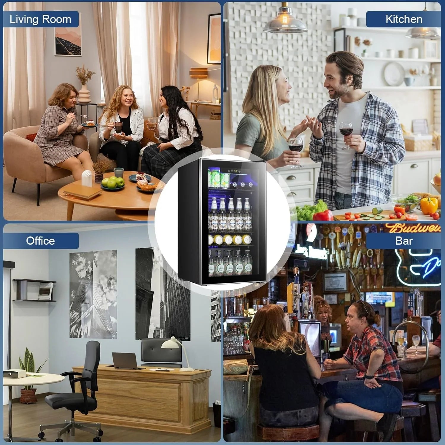 Réfrigérateur à boissons NJStar 68 canettes, mini-réfrigérateur à porte vitrée pour bière, boissons et vin, petit réfrigérateur autonome