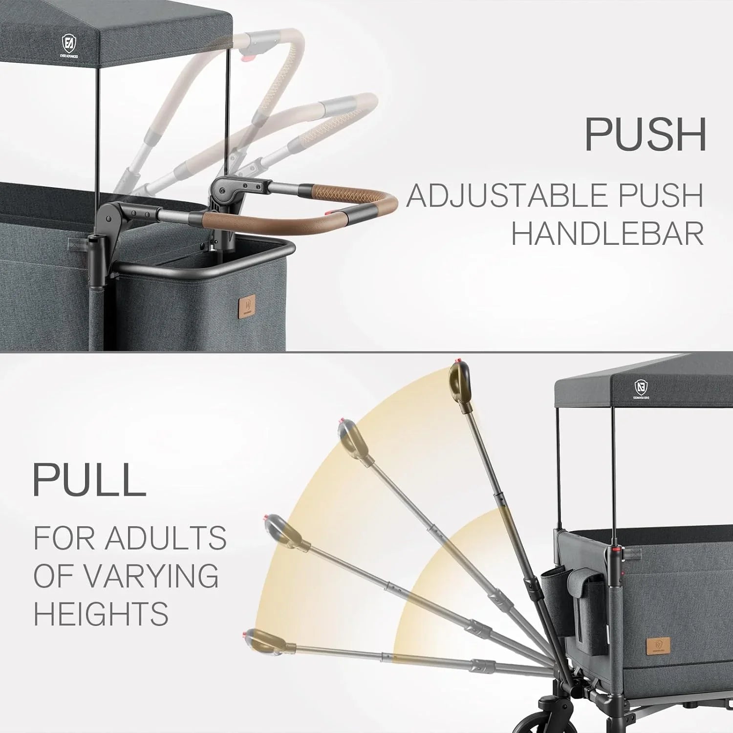 Poussette de voyage à fermeture éclair latérale EVER ADVANCED, poussette push-pull,