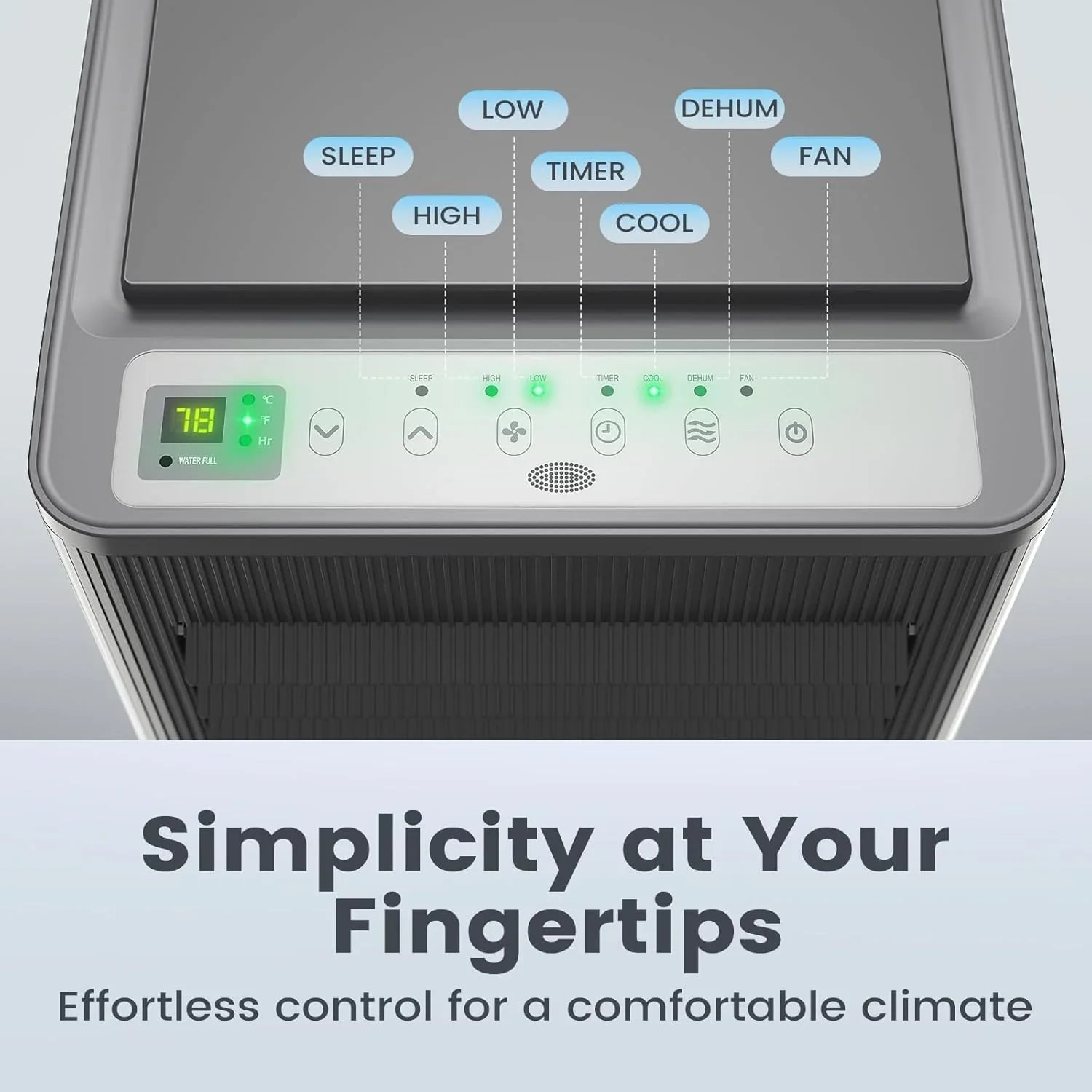 Climatiseur portatif Air Choice, 10 000 BTU, pour pièce jusqu'à 450 pi², télécommande, minuterie 24 h, modes déshumidificateur et ventilateur.