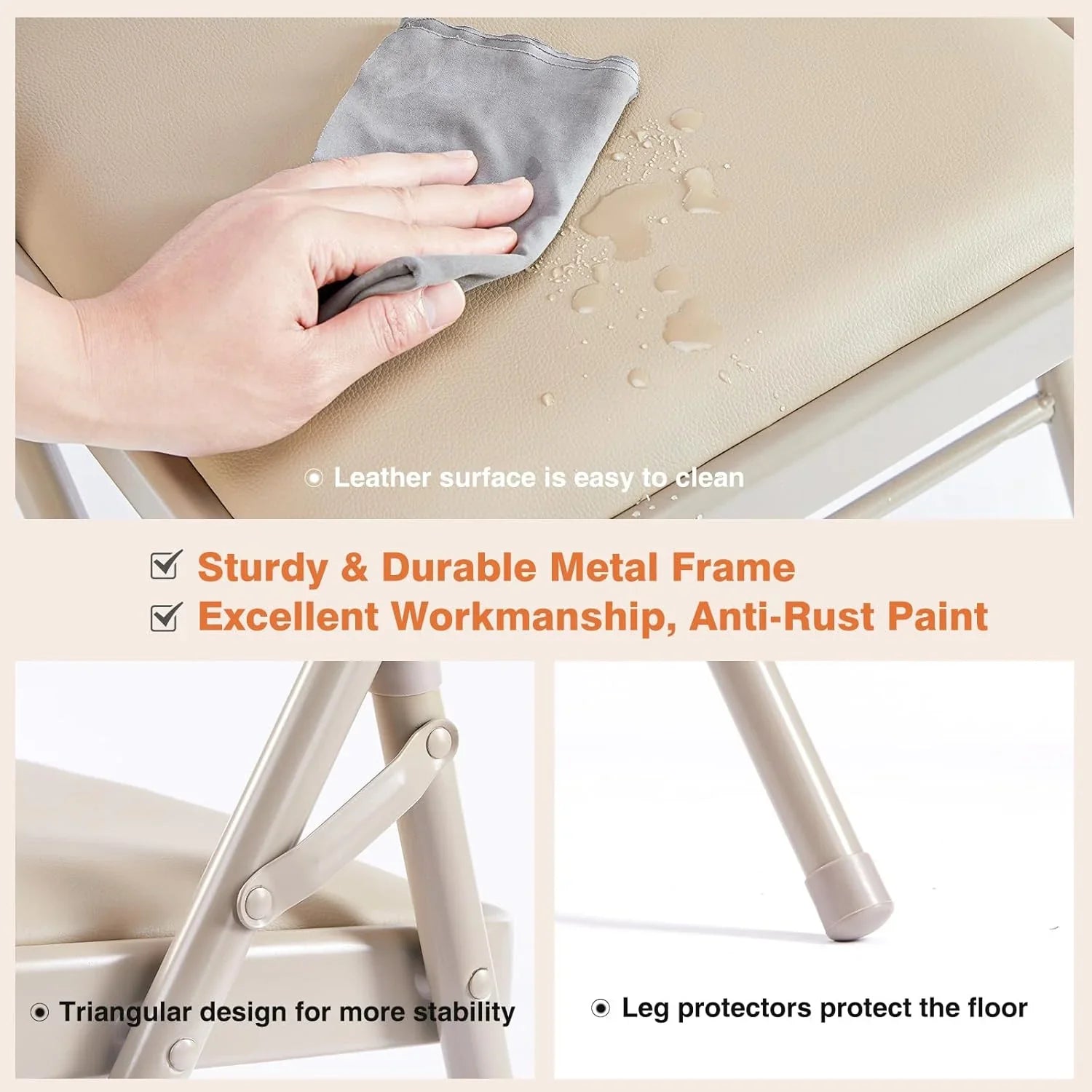 Lot de 12 chaises pliantes Sweetcrispy, rembourrées en cuir, robustes et pliables en métal.