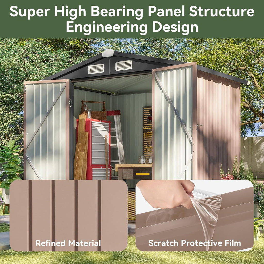 Abri de jardin extérieur Aoxun 6,2 x 4 pieds, abri de jardin en métal avec porte verrouillable et toit en pente, abri à outils, abri à vélos