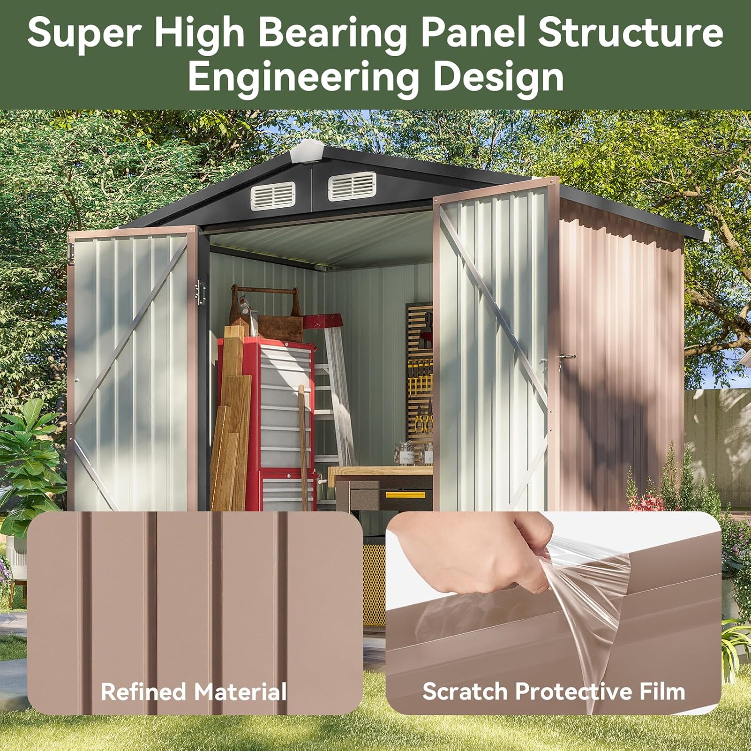 Abri de jardin extérieur Aoxun 6,2 x 4 pieds, abri de jardin en métal avec porte verrouillable et toit en pente, abri à outils, abri à vélos