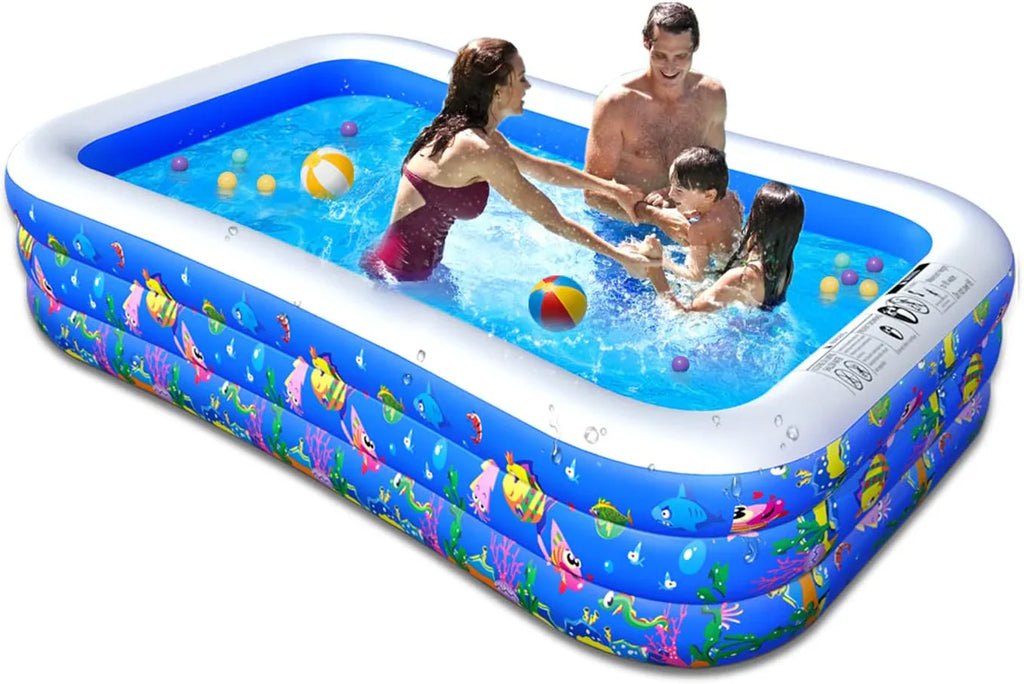 Piscine gonflable, 305 x 183 x 55 cm, pour enfants, salon familial, piscine hors sol épaisse pour fêtes aquatiques estivales, jardin, pelouse.