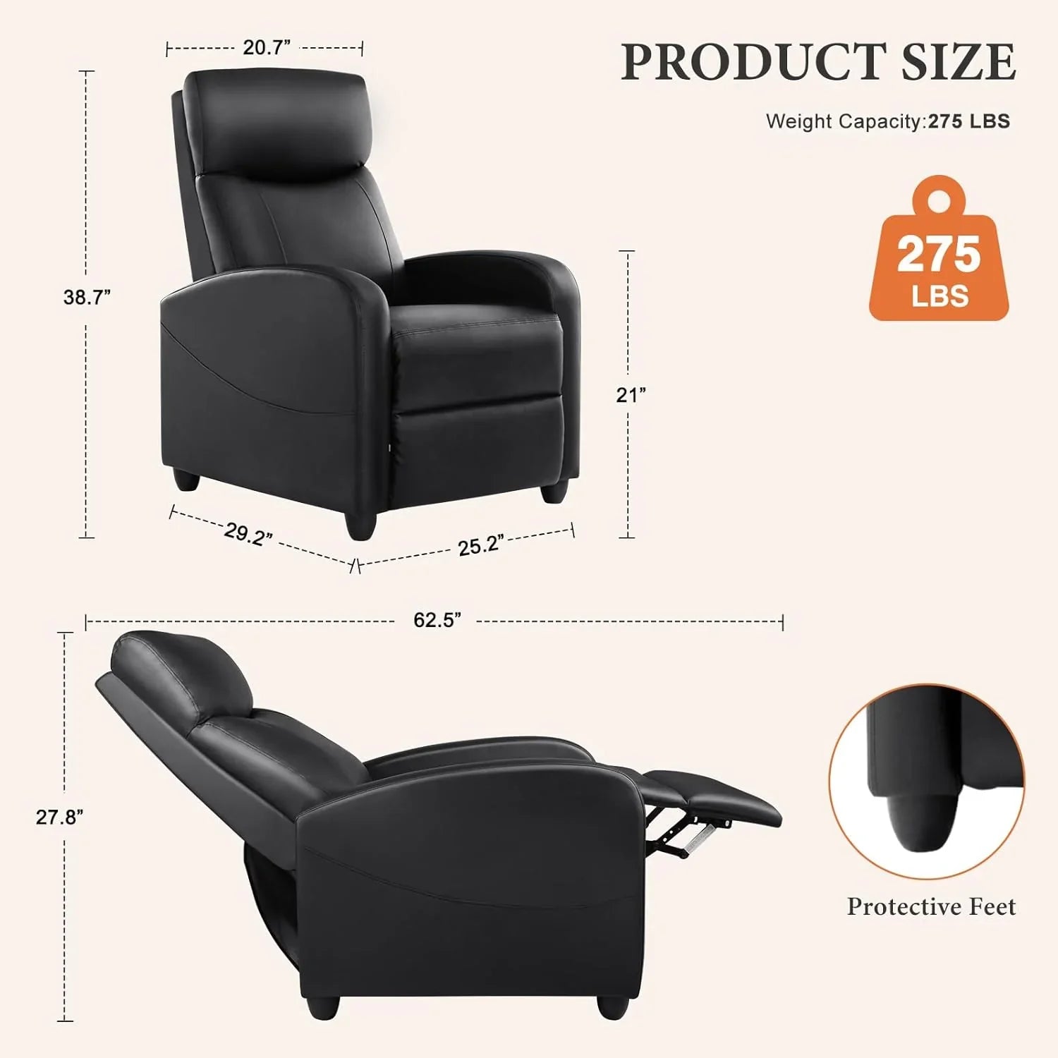 Fauteuil inclinable de massage pour adultes, siège de cinéma maison réglable, fauteuil inclinable en tissu moderne