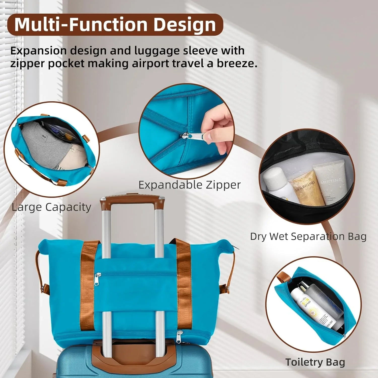 Ensemble de bagages 6 pièces, ensemble de valises rigides extensibles avec roulettes pivotantes, ensemble de bagages à roulettes légers