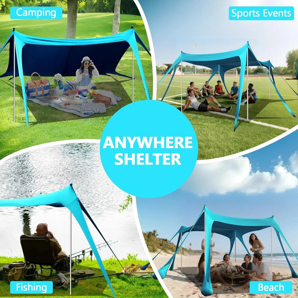 Auvent de tente de plage, auvent de tente de plage de 10 x 10 pieds, auvent robuste