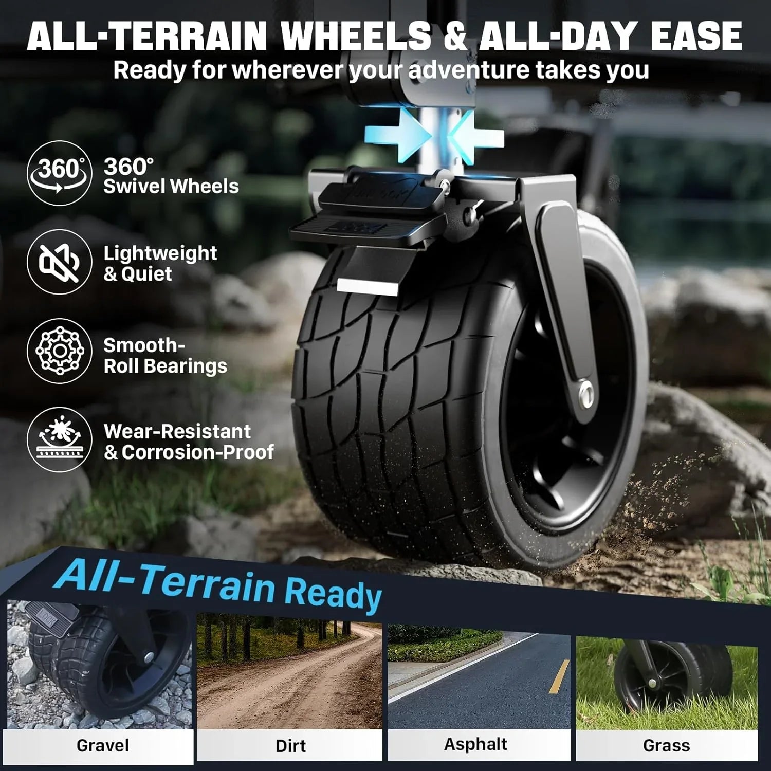 Chariot de voyage pliable extra large de 48 pouces, capacité de 254 kg, chariot utilitaire robuste de 350 L avec freins et roues tout-terrain.