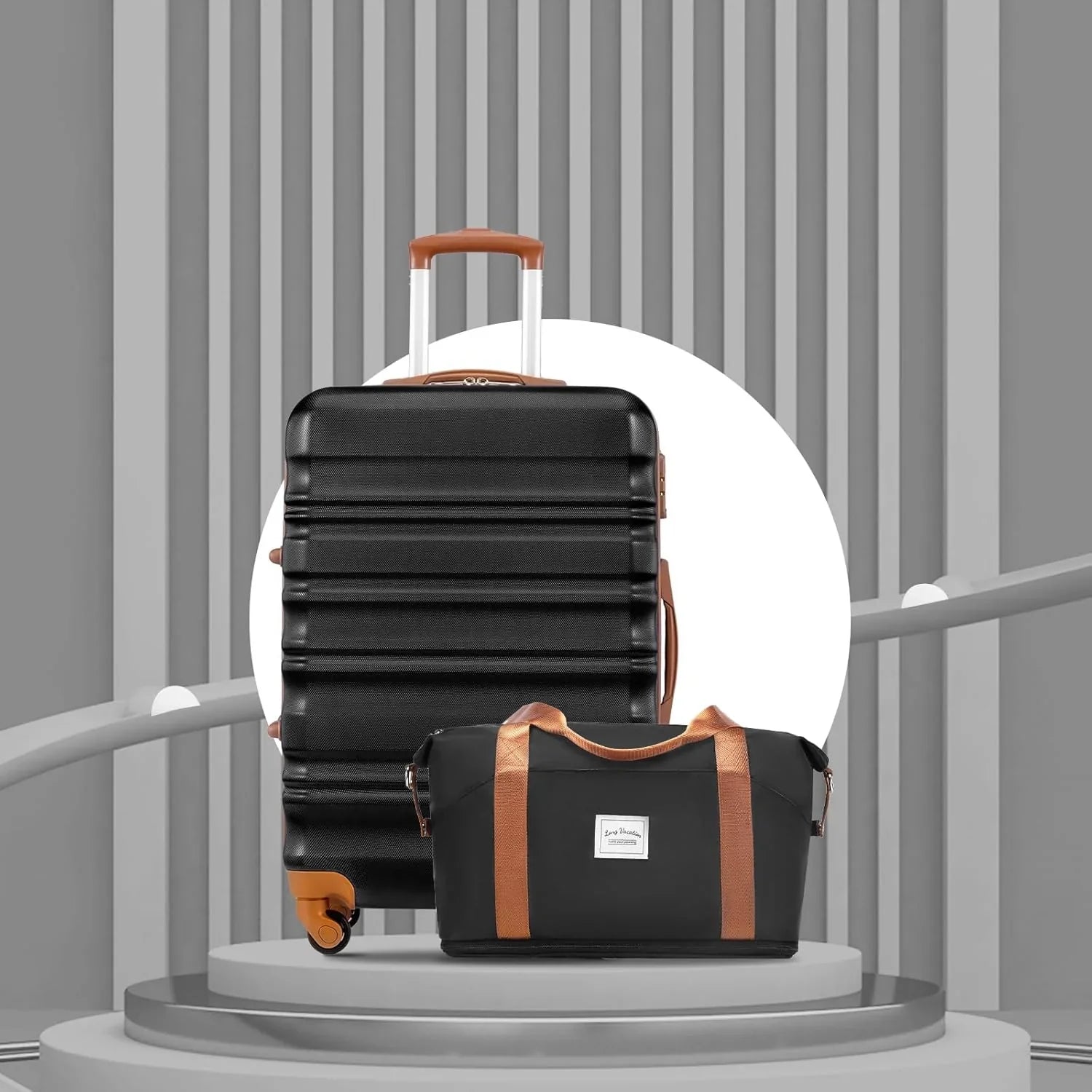 Ensemble de bagages LONG VACANCES 6 pièces : valise cabine rigide en ABS et PC, roulettes pivotantes et fermeture éclair YKK, cadenas TSA