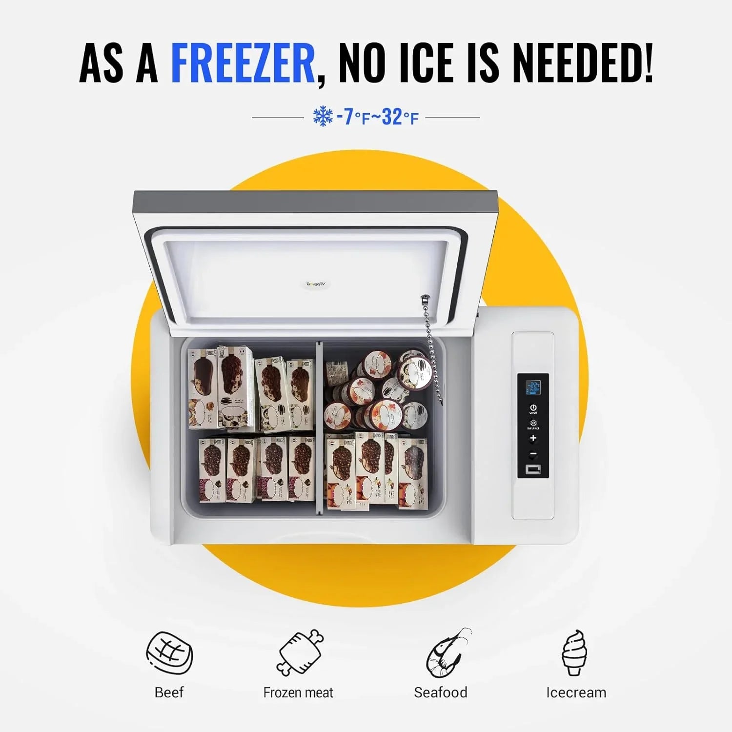 Réfrigérateur BougeRV 12 V pour voiture, congélateur portable de 23 litres, compresseur, 12/24 V CC, 110-240 V CA