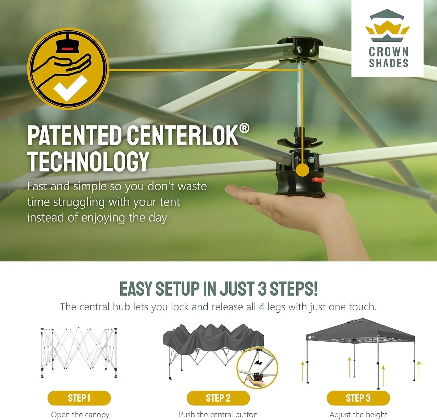 Auvent pop-up 10x10 - Installation en un clic - Tente de plage - Parasol extérieur avec dessus argenté, 3 hauteurs et 4 poches à sable