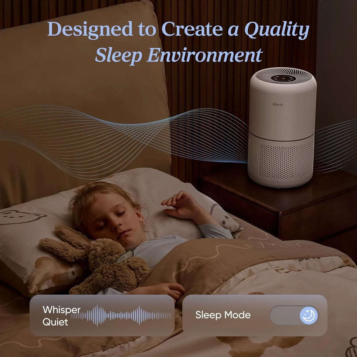 Purificateur d'air pour les allergies et les poils d'animaux dans la chambre, moteur à couple élevé de 56 W