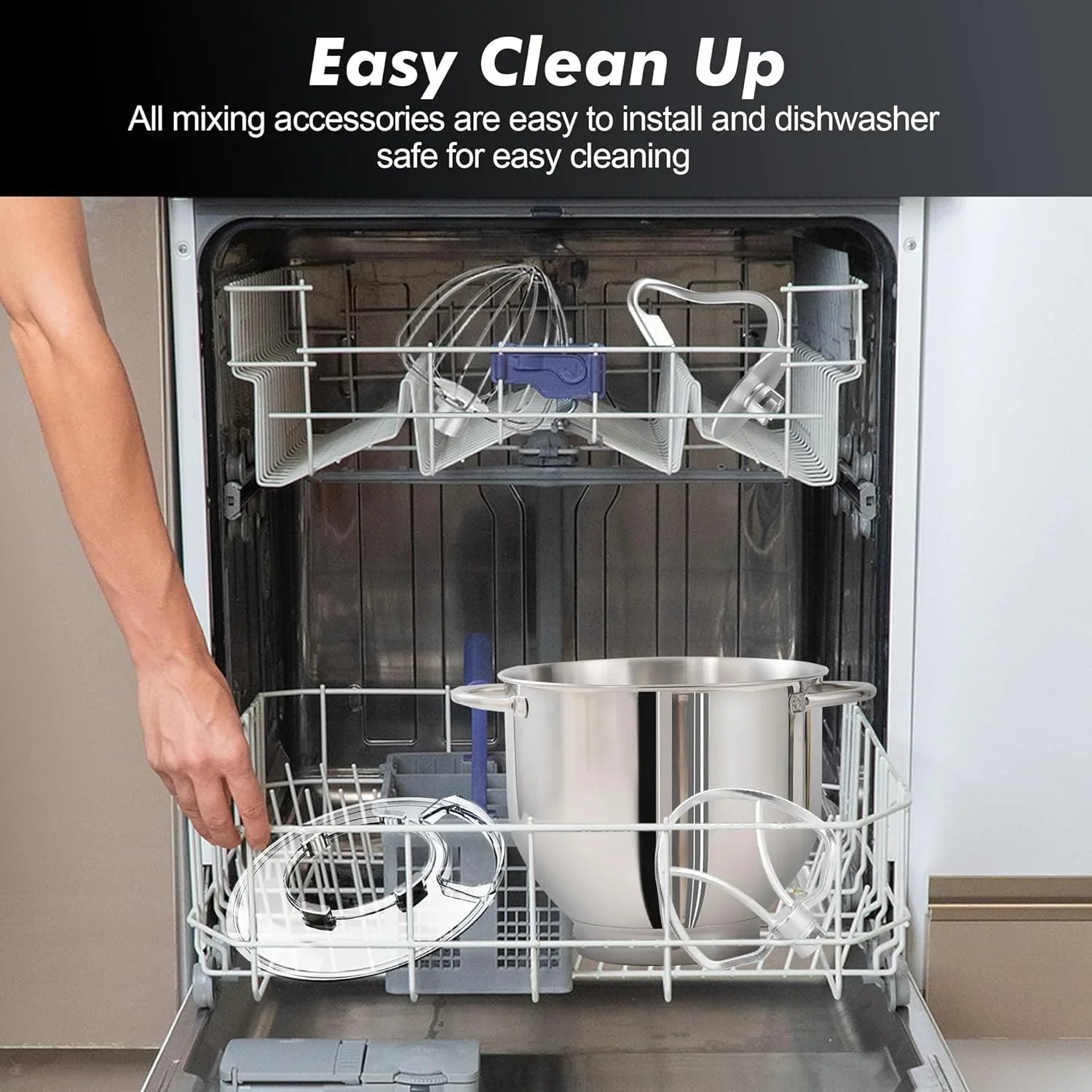 Batteur sur socle Aucma, 6,5 pintes, 660 W, 6 vitesses, tête inclinable, batteur électrique de cuisine avec crochet pétrisseur