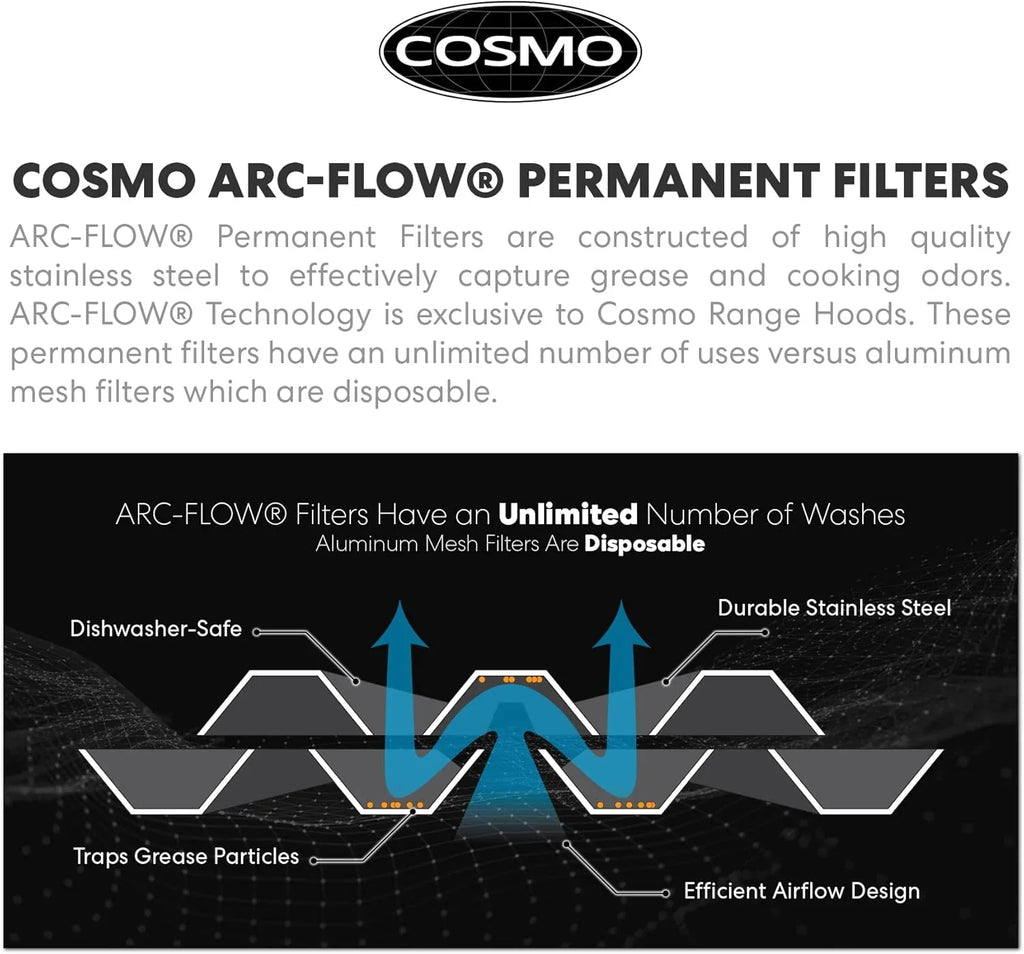 Hotte de cuisinière murale à conduit COSMO Vista Series 30 po 380 pi³/min