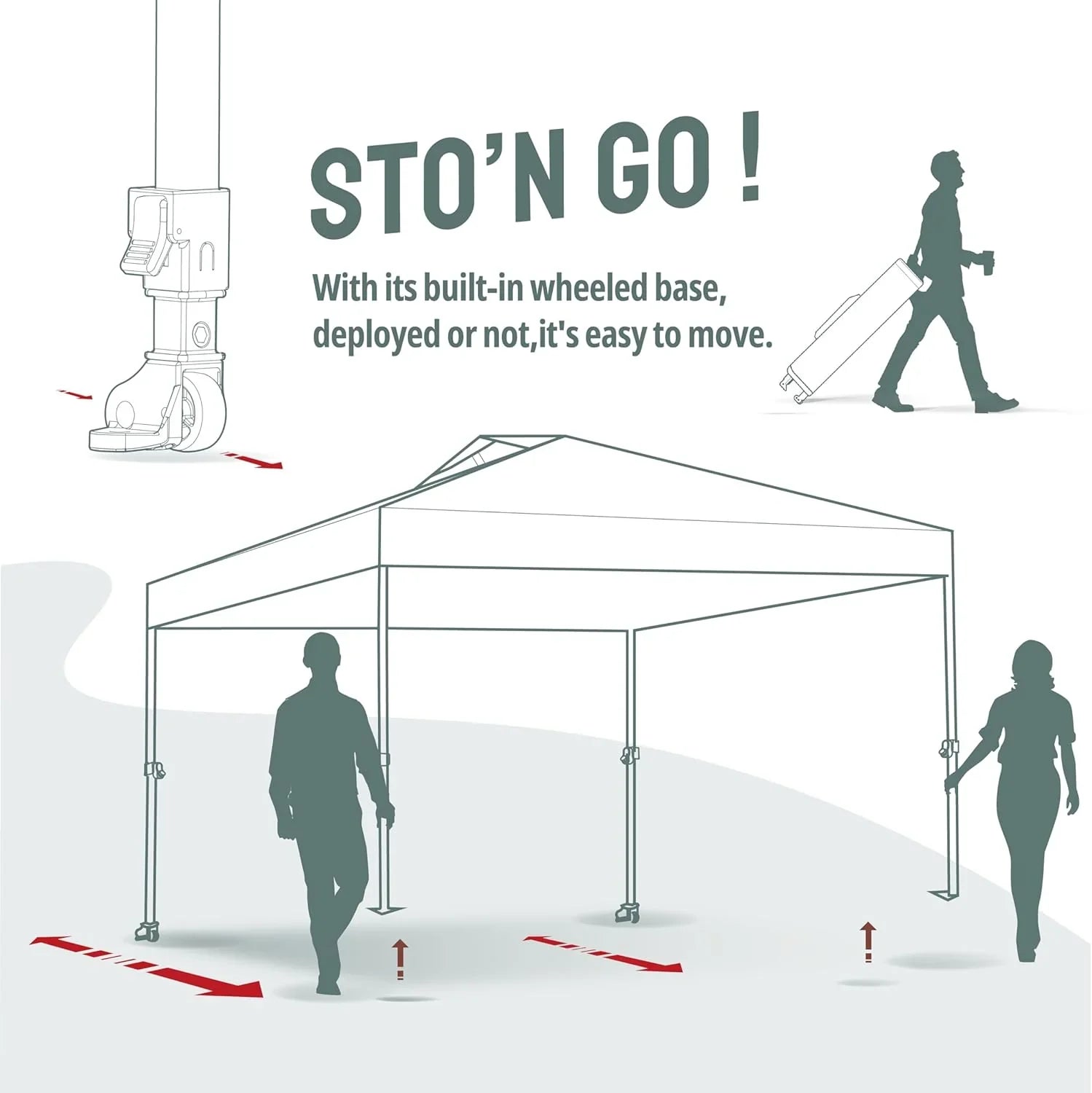 Auvent pop-up 10x10 - Installation en un clic - Tente de plage - Parasol extérieur avec dessus argenté, 3 hauteurs et 4 poches à sable