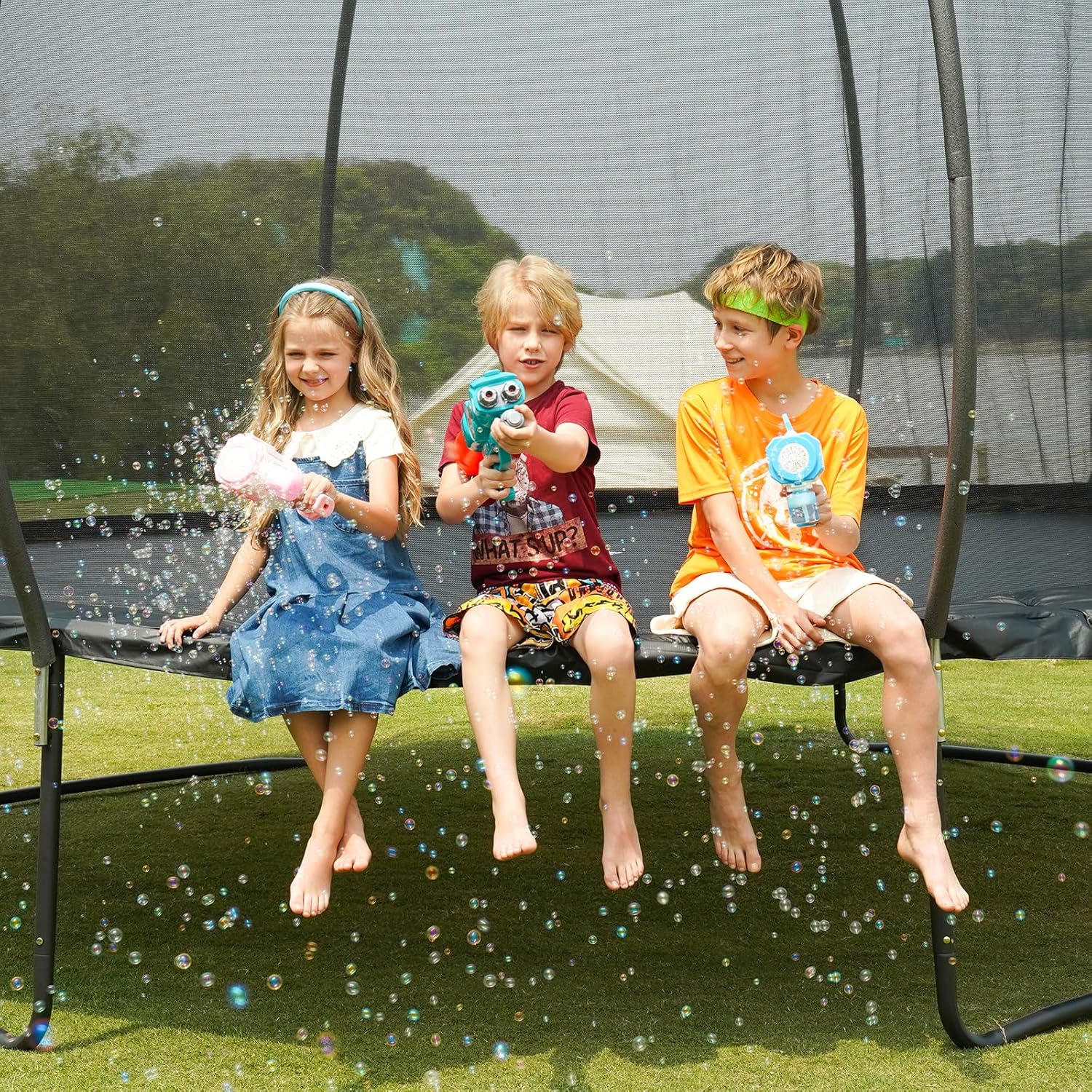 Trampoline récréatif Gigu de 10 pieds, 12 pieds et 14 pieds avec clôture et échelle, revêtement antirouille