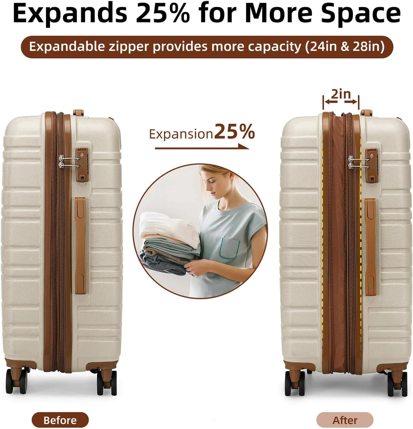 Ensemble de bagages 6 pièces, ensemble de valises rigides extensibles avec roulettes pivotantes, ensemble de bagages à roulettes légers