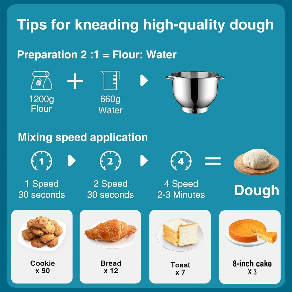 Batteur sur socle 6,5 pintes 660 W 6 vitesses à tête inclinable, batteur électrique de cuisine