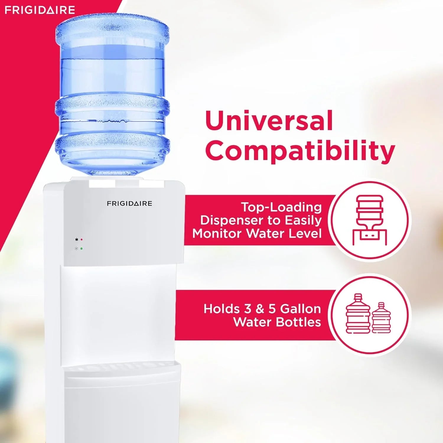 Distributeur d'eau et de glaçons Frigidaire à chargement par le haut - Eau chaude et froide - Verrouillage de sécurité pour enfants