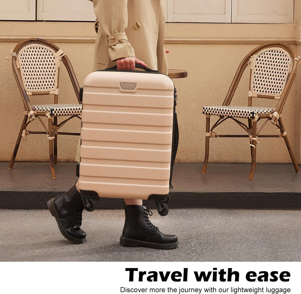 Ensemble de 3 valises Coolife, valises à roulettes rigides et légères avec serrure TSA