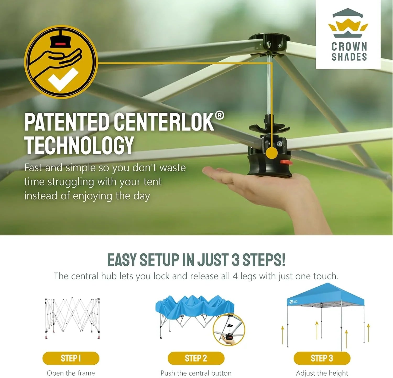 Auvent pop-up 10x10 - Installation en un clic - Tente de plage - Parasol extérieur avec dessus argenté, 3 hauteurs et 4 poches à sable