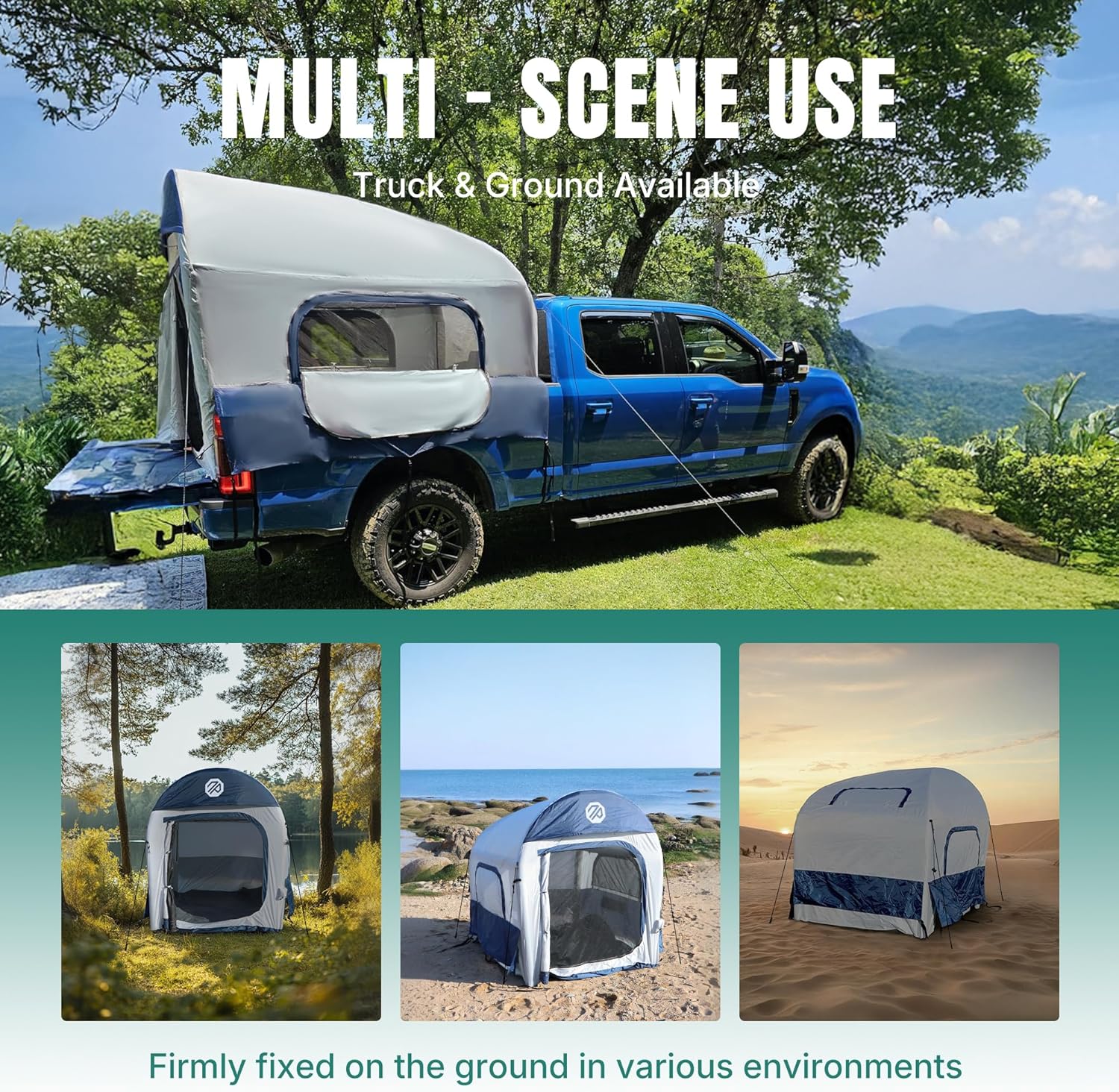 Tente de camion gonflable de 1,6 à 2,4 m, adaptée à 2+1 personnes/famille