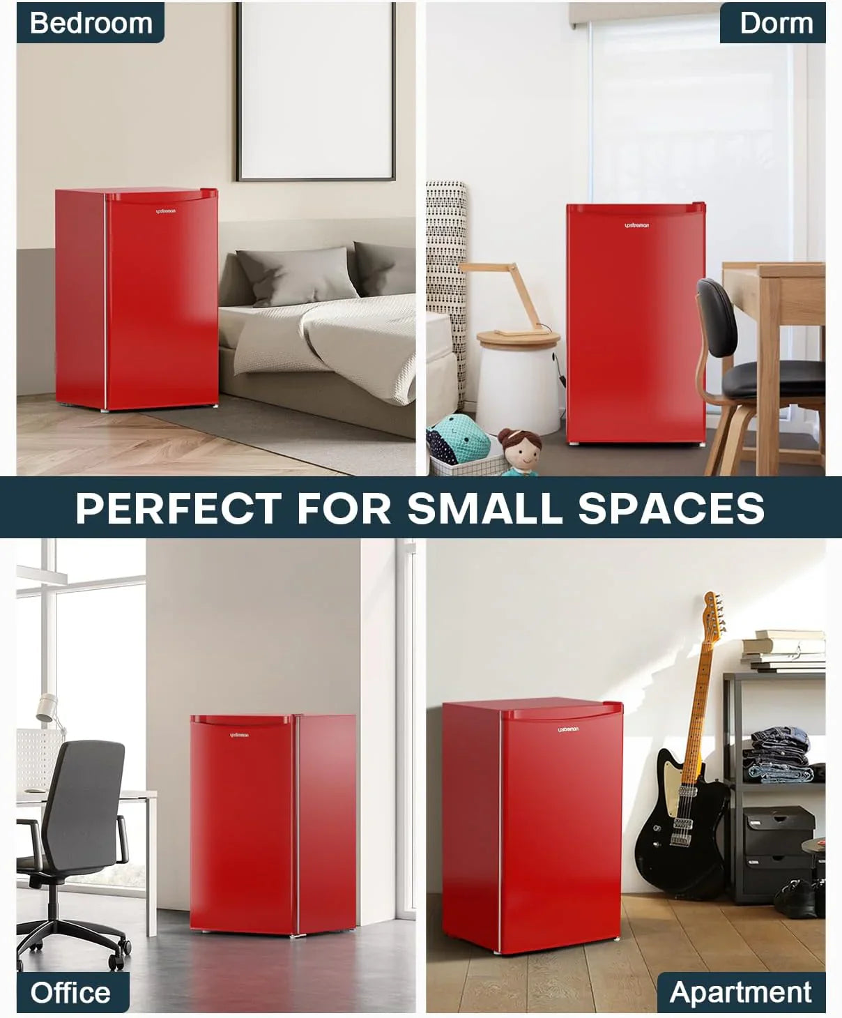 Mini-réfrigérateur Upstreman de 3,2 pieds cubes avec congélateur, mini-réfrigérateur à une porte, réfrigérateur de dortoir