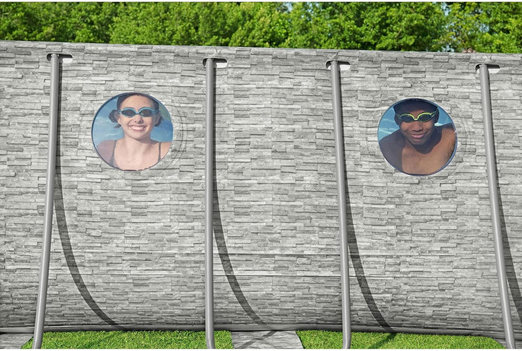 Piscine hors sol Power Steel Swim Vista Série II 4,3 m x 2,4 m x 100 cm avec pompe de filtration de 530 gal/h, échelle et bâche de protection.