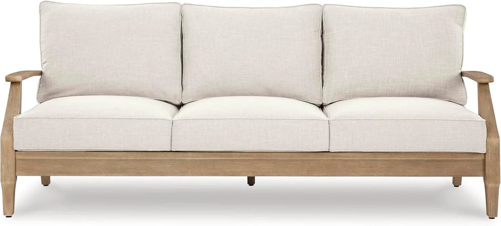 Terrasse extérieure avec vue sur la côte et canapé en eucalyptus