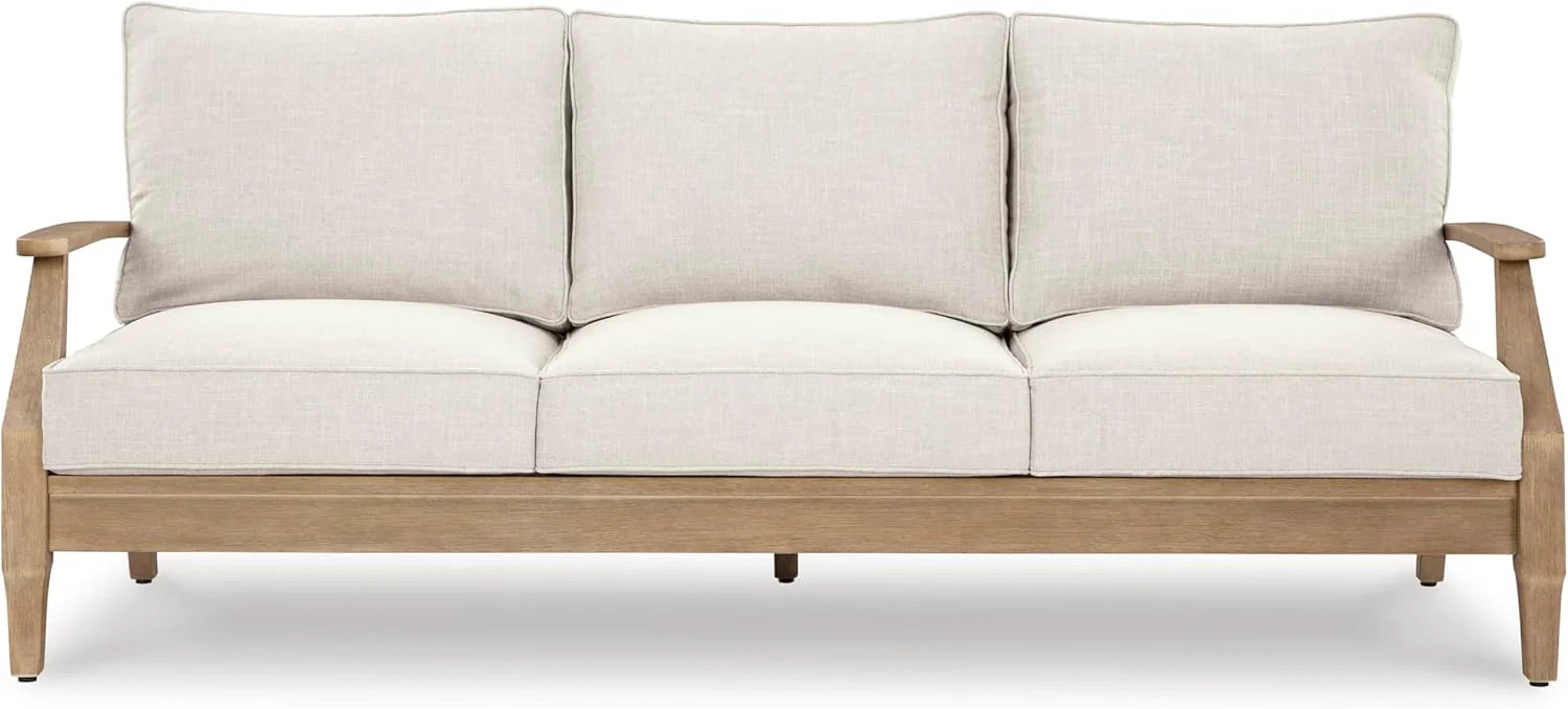 Terrasse extérieure avec vue sur la côte et canapé en eucalyptus