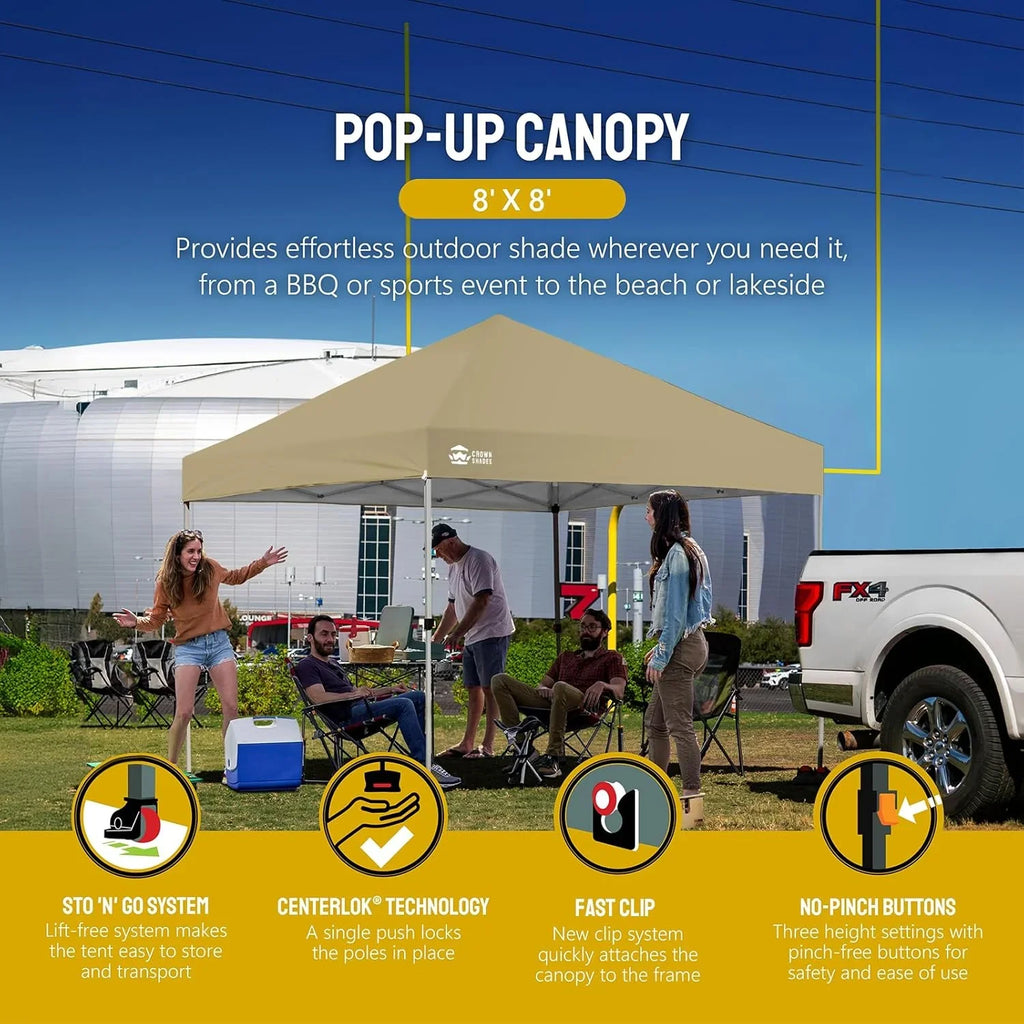 Auvent pop-up 10x10 - Installation en un clic - Tente de plage - Parasol extérieur avec dessus argenté, 3 hauteurs et 4 poches à sable