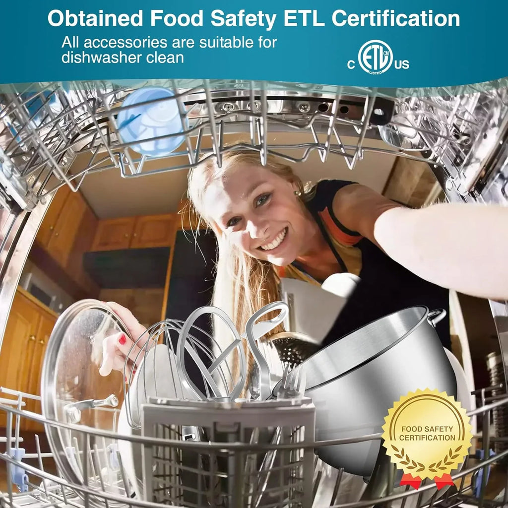 Batteur sur socle 6,5 pintes 660 W 6 vitesses à tête inclinable, batteur électrique de cuisine