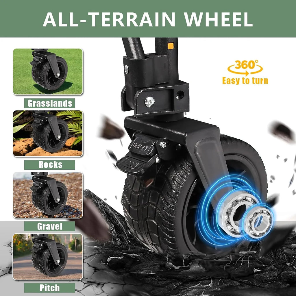 Chariot utilitaire pliable à deux étages, robuste, capacité de 600 lb, capacité de 400 l, avec grandes roues