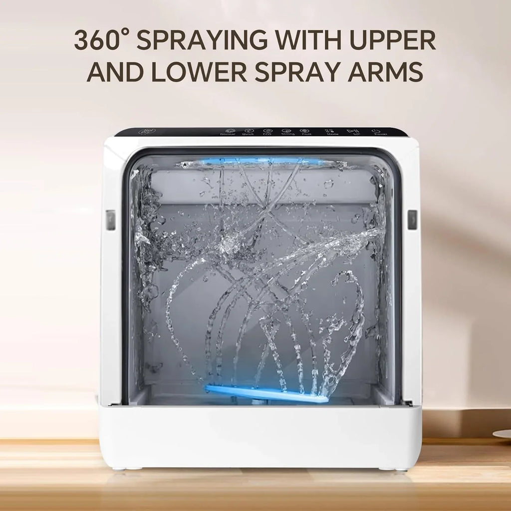 Mini lave-vaisselle de comptoir. Compact avec fonction séchage. Double bras gicleurs. Lave-vaisselle de comptoir portable.