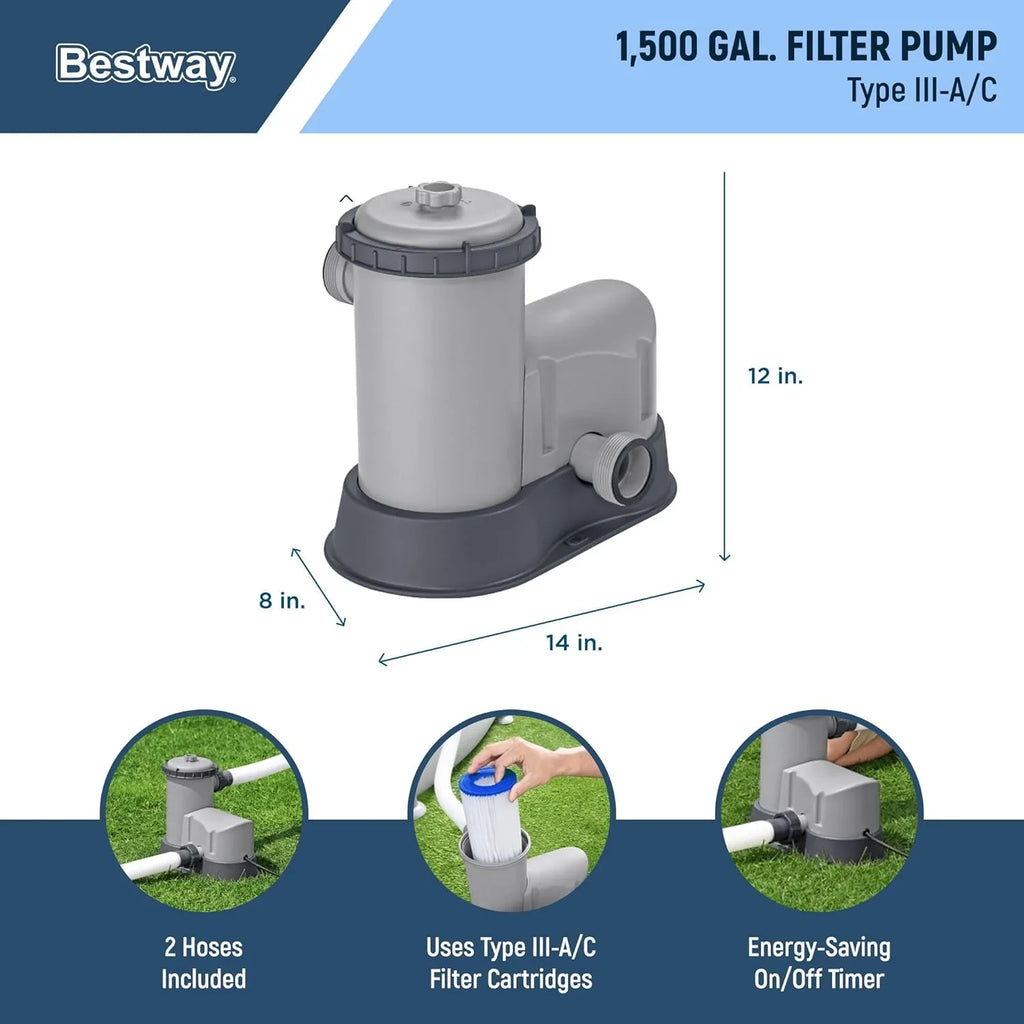 Piscine hors sol Power Steel Swim Vista Série II 4,3 m x 2,4 m x 100 cm avec pompe de filtration de 530 gal/h, échelle et bâche de protection.