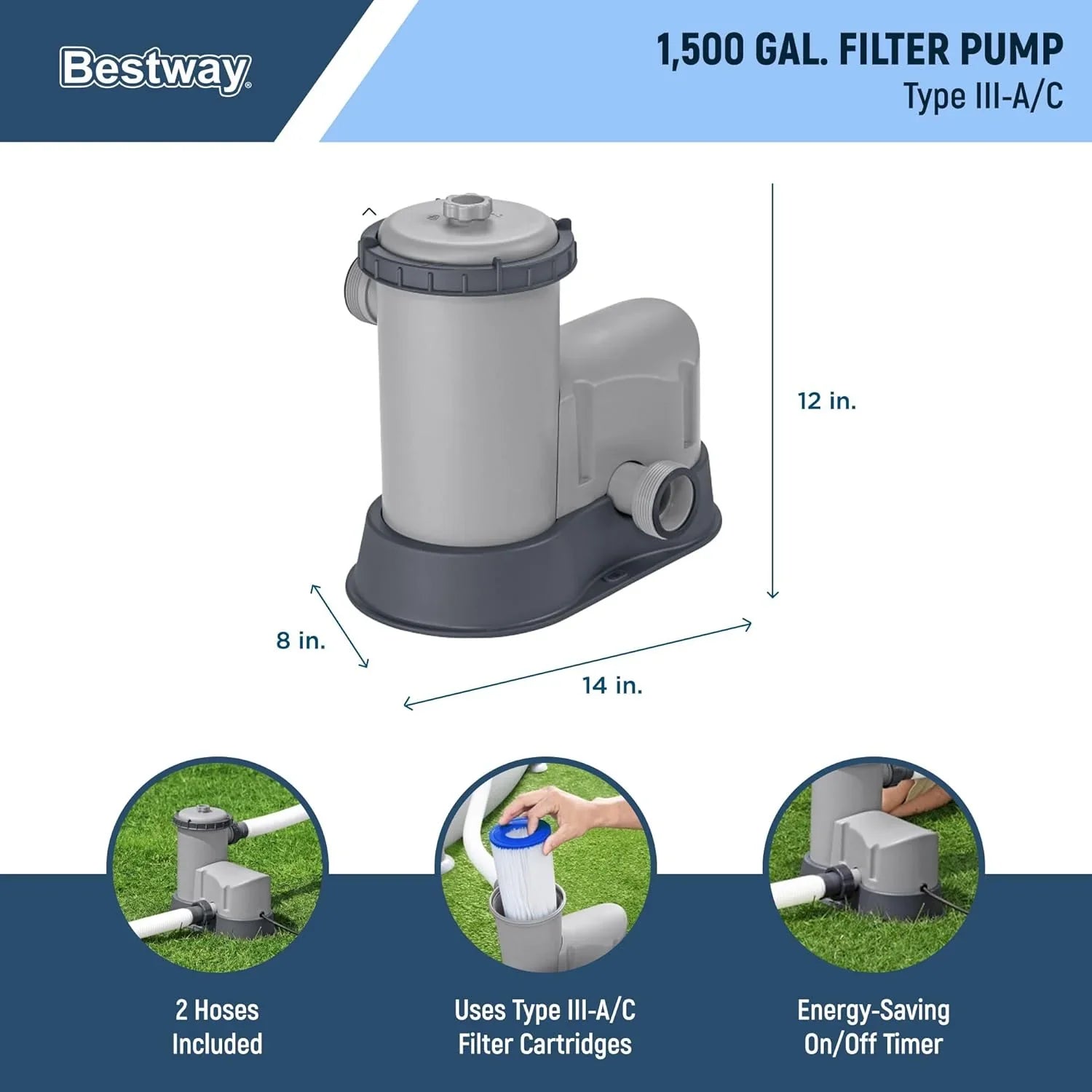 Piscine hors sol Power Steel Swim Vista Série II 4,3 m x 2,4 m x 100 cm avec pompe de filtration de 530 gal/h, échelle et bâche de protection.